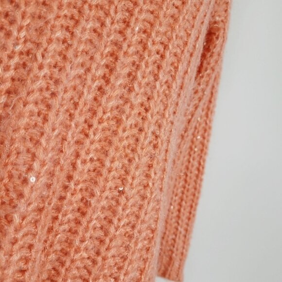 Anthropologie Knitted & Knotted Coral Sunstitch Sweater Size Small - Picture 3 of 8